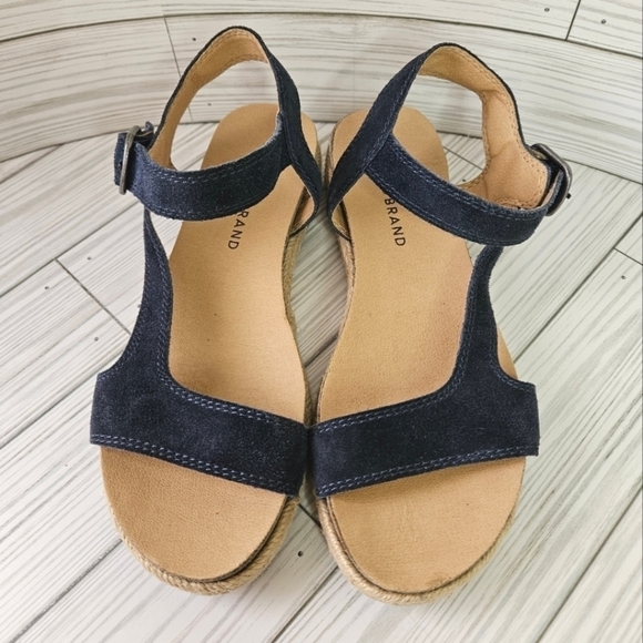 Lucky Brand Gabrien Suede Espadrille Sandals in Blue and Tan Size 6 - Picture 3 of 10